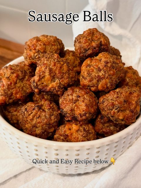 Right here!

1 lb Hot Breakfast Sausage
1 to 1 & 1/2 cups Cheddar, shredded
1 cup Bisquick

Mix in a large bowl with your hands, you’ll need to really work it together until it becomes one well-mixed ball.

Make 1 inch balls, just eyeball it, it’s not a big deal if it’s exact.

Put on a parchment paper lined cookie tray and bake at 350F until golden brown and internal temp is 165F. 

Let cool and enjoy!

With love, always ❤️

#comfortfoods #homemade #sausageballs #easyrecipeideas #yum