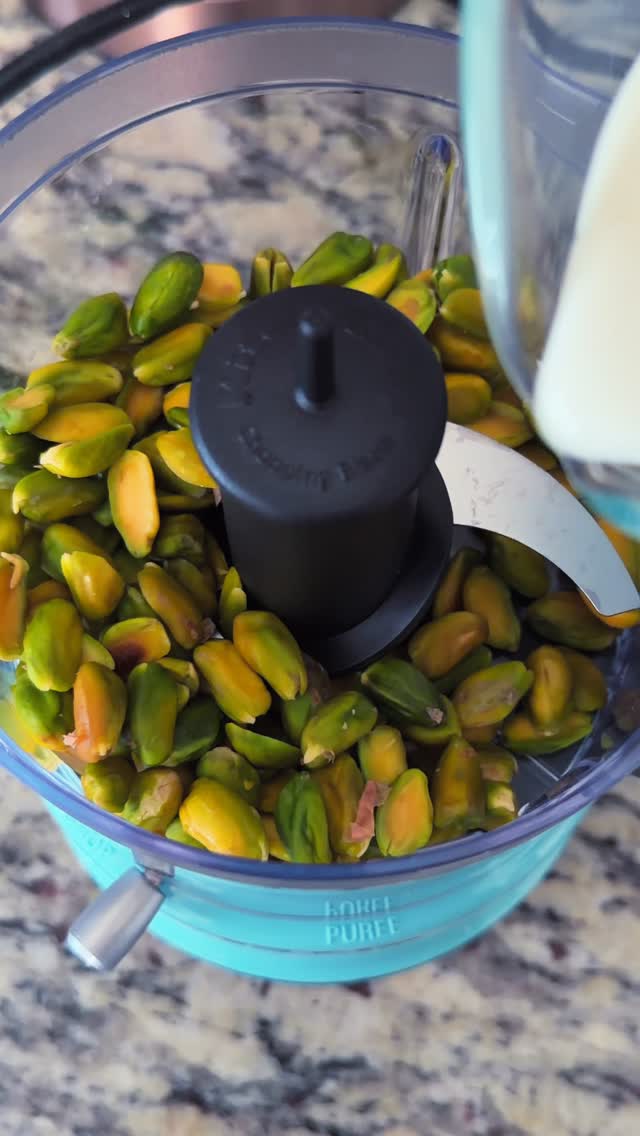 Nutty and naturally slightly sweet pistachio cream paste! Only 2 ingredients… I used it in a pistachio honey buttercream just yesterday 😊
Recipe: -1 cup shelled pistachios
-1/2 cup Heavy Whipping Cream(a little more if needed)
Blanche the pistachios in boiling water for 2 minutes. Using a slotted spoon, remove and let cool. Remove the papery skin from the outside of the pistachios (should slide off easily).
Put pistachios in a processor with the heavy whipping cream and blend into a paste. If it’s too thick, add small splashes of heavy whipping cream, a little at a time until you reach your desired consistency.
With Love, Always ❤️
#homecooking #recipes #ideas #bakersofinstagram
