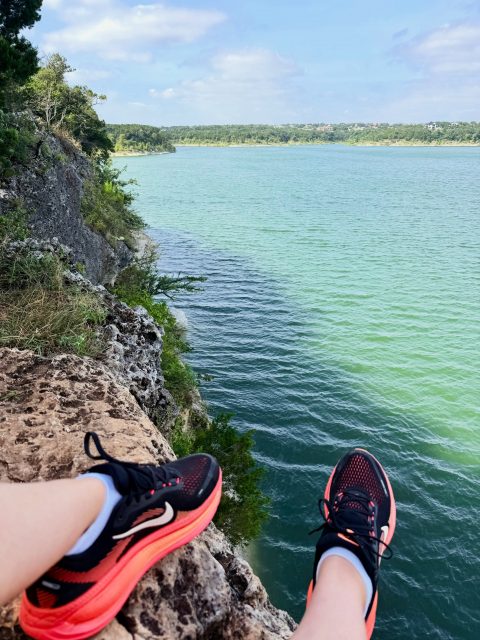 My favorite spot in all of Texas ❤️ Seriously, I would sit here every day if I could! If interested; the cliffs over Lake Georgetown, about a mile out from the trailhead 😊