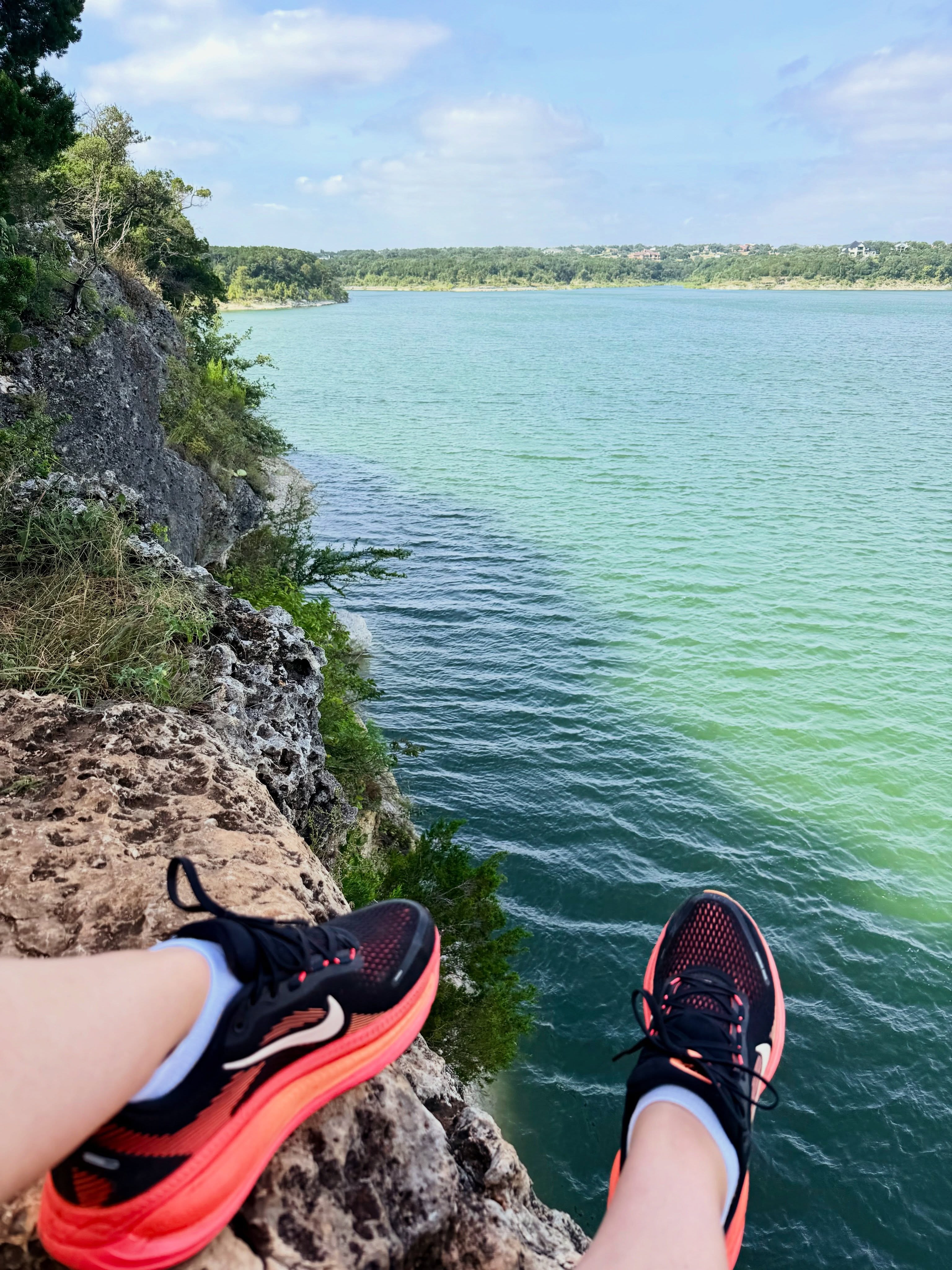 My favorite spot in all of Texas ❤️ Seriously, I would sit here every day if I could! If interested; the cliffs over Lake Georgetown, about a mile out from the trailhead 😊
